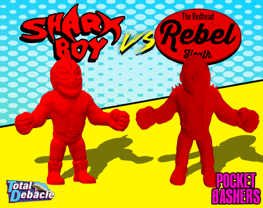 Shark Boy vs Heath Pocket Bashers clear red 2 pack