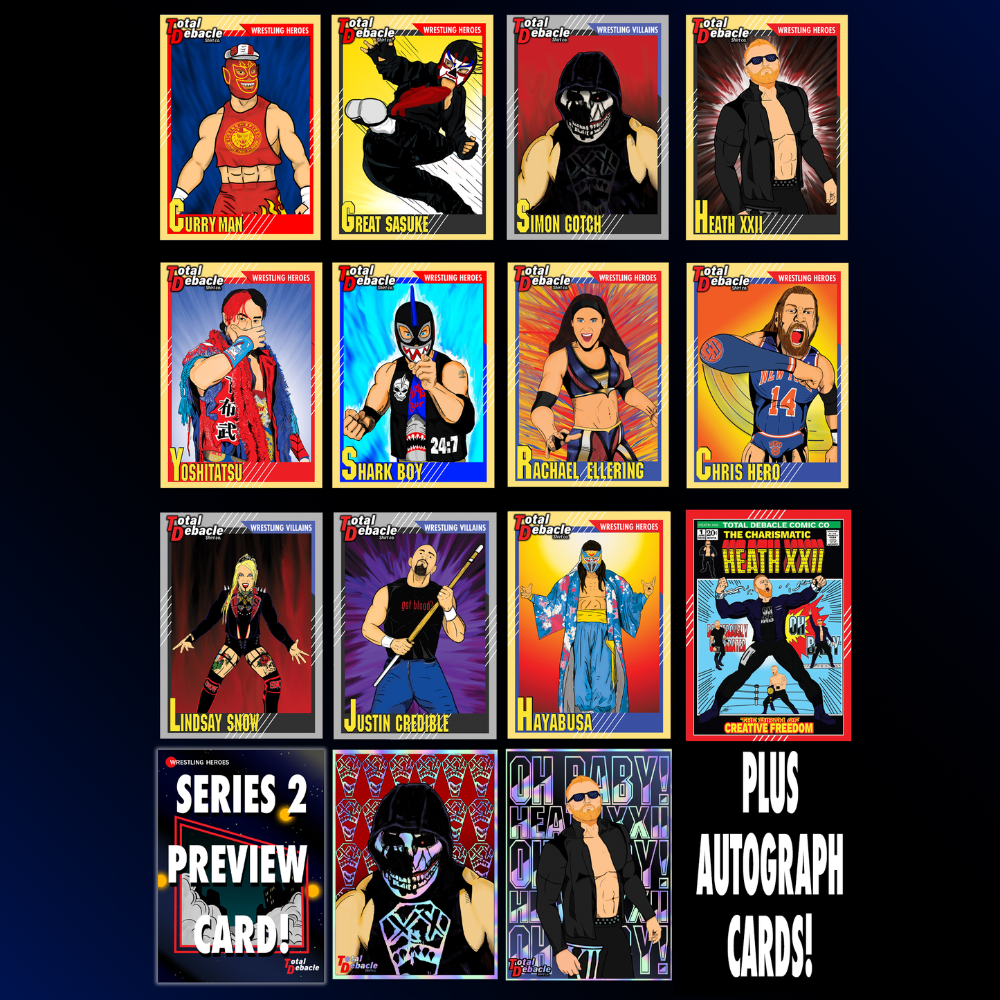 Wrestling Heroes Full set with Auto cards