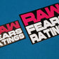 Raw fears ratings pin and sticker